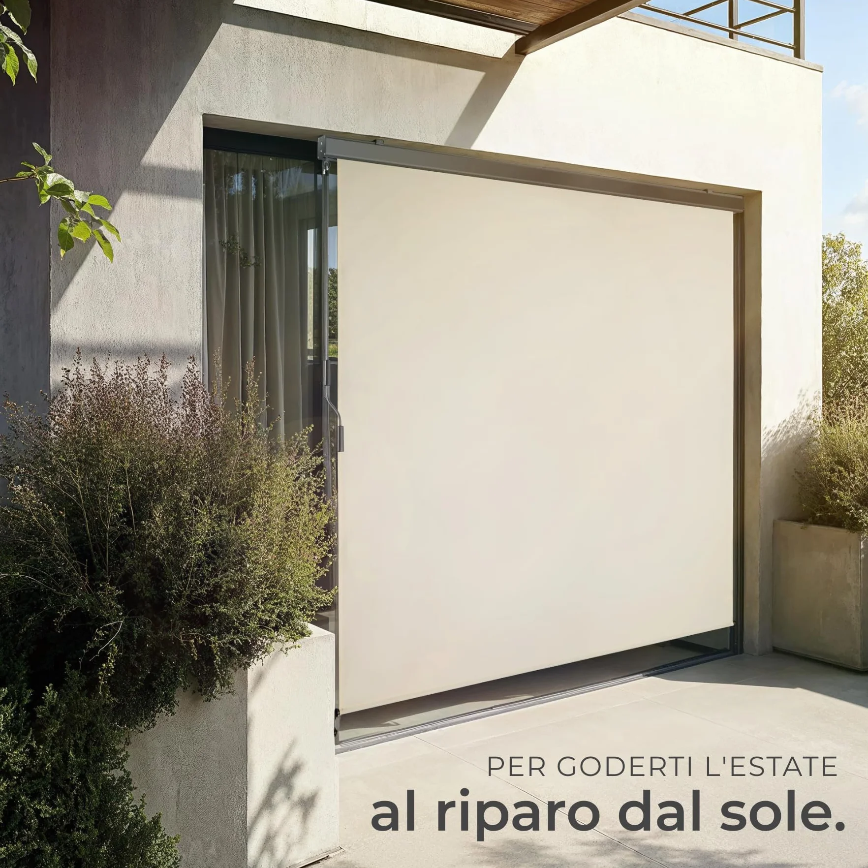 Tectake Tenda da Sole Verticale a Rullo con Manovella 180x250 cm Beige Impermeabile Protezione UV