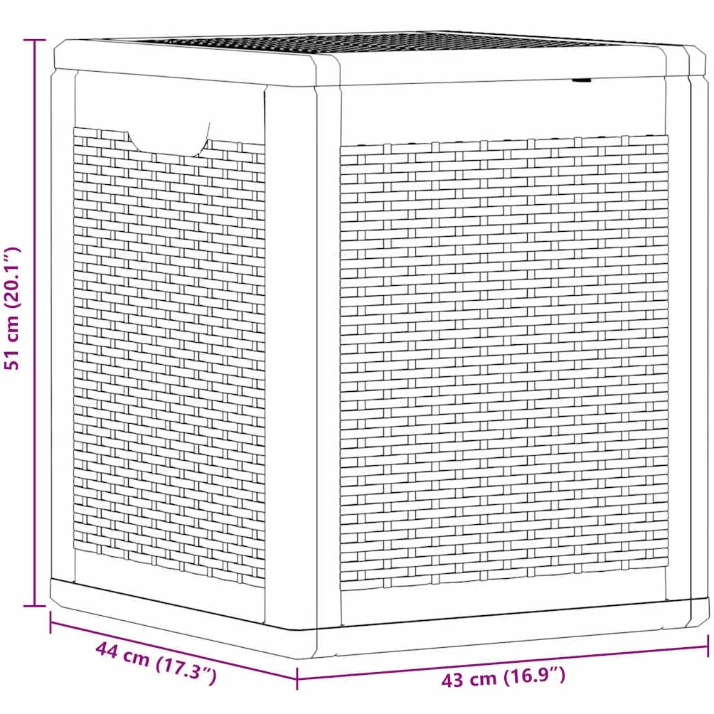vidaXL Contenitore da Giardino Grigio in Rattan PP 90 L, Contenitore portaoggetti da Giardino, portaoggetti, cesta degli Attrezzi, Contenitore