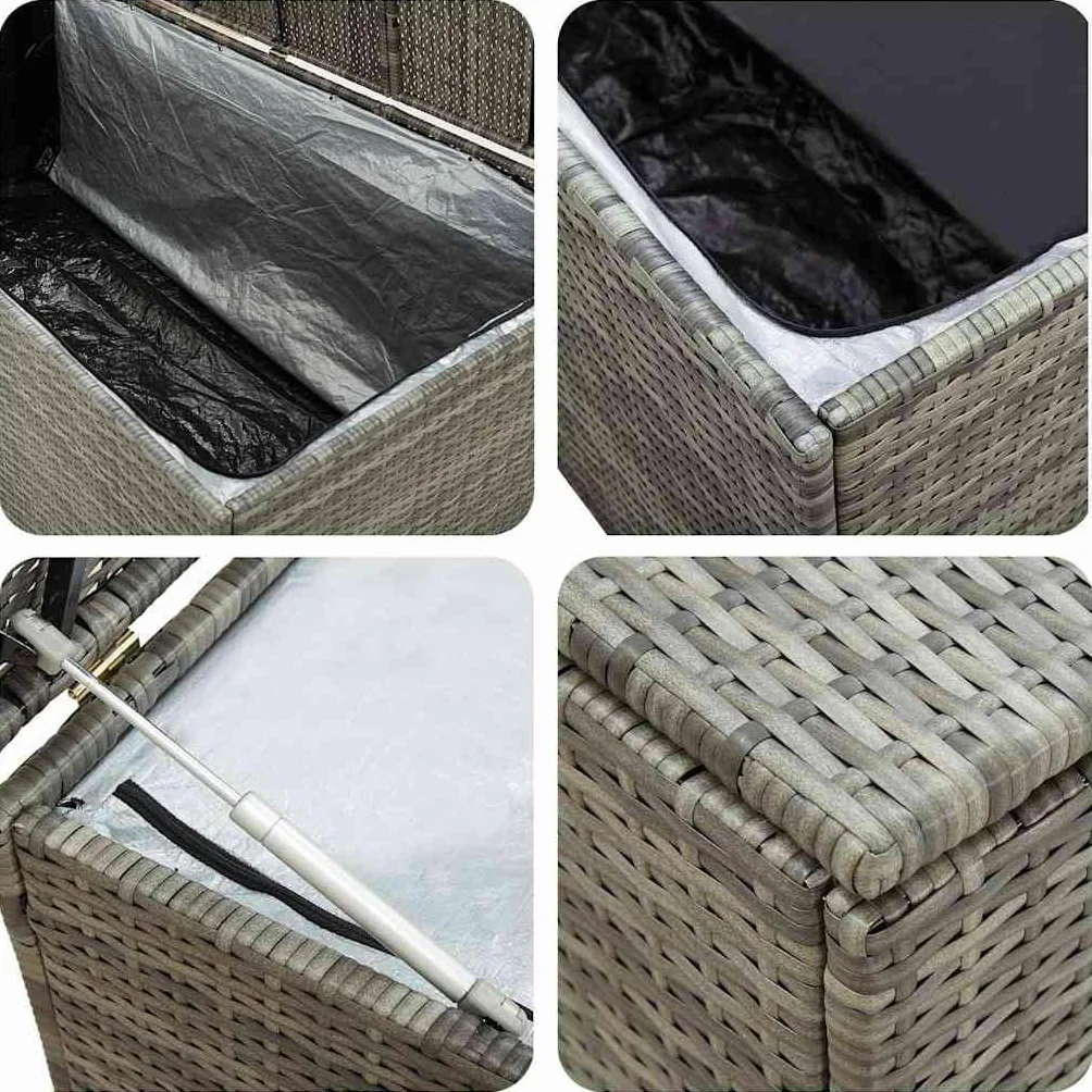 vidaXL Baule da Giardino Robusto Elegante Leggero Box Portaoggetti Contenitore Cassapanca in Polyrattan Telaio in Acciaio 200x50x60 cm Grigio
