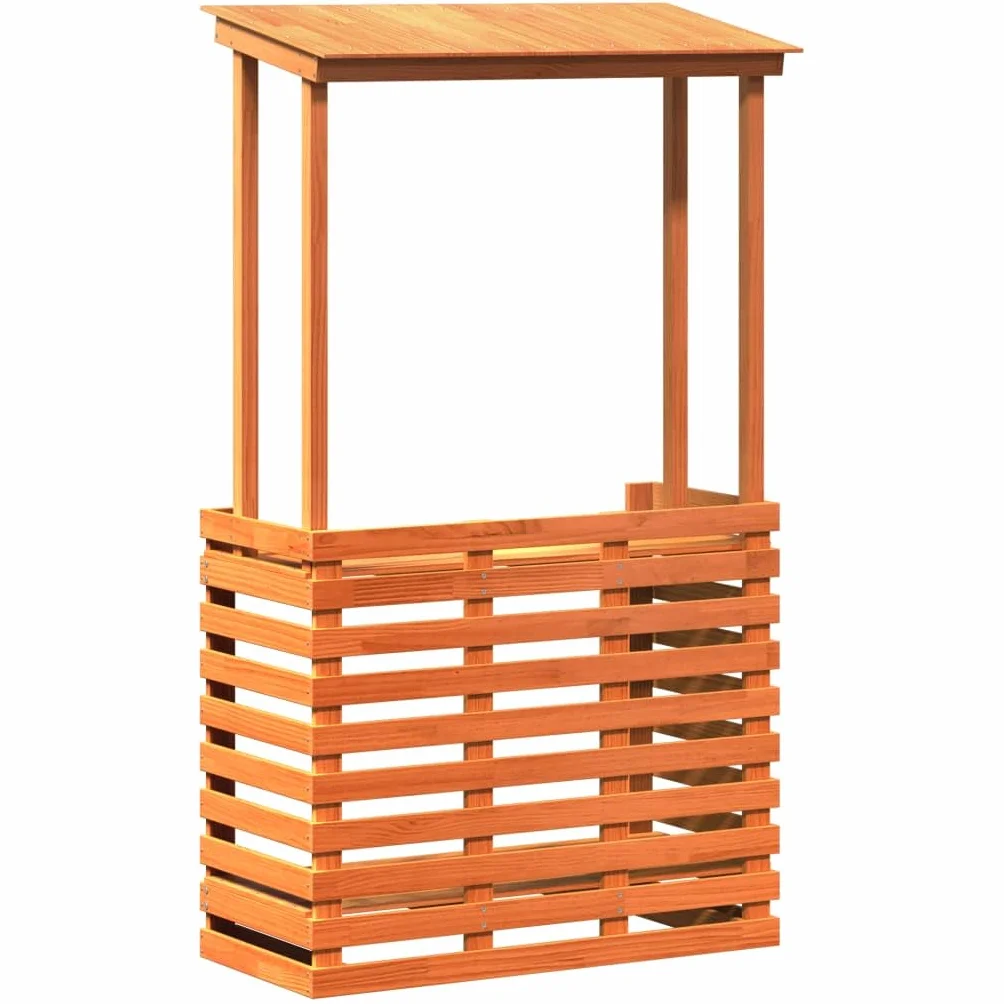 Tavolo Bar da Esterno con Tetto Marrone 112,5x57x195,5 cm Legno (29,82KG)