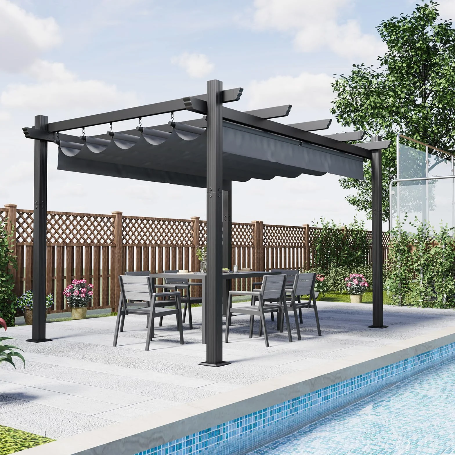 Devoko Gazebo Pergola 3x4, Pergolato Bioclimatico UV50+, Giardino Terrazzo, Nero