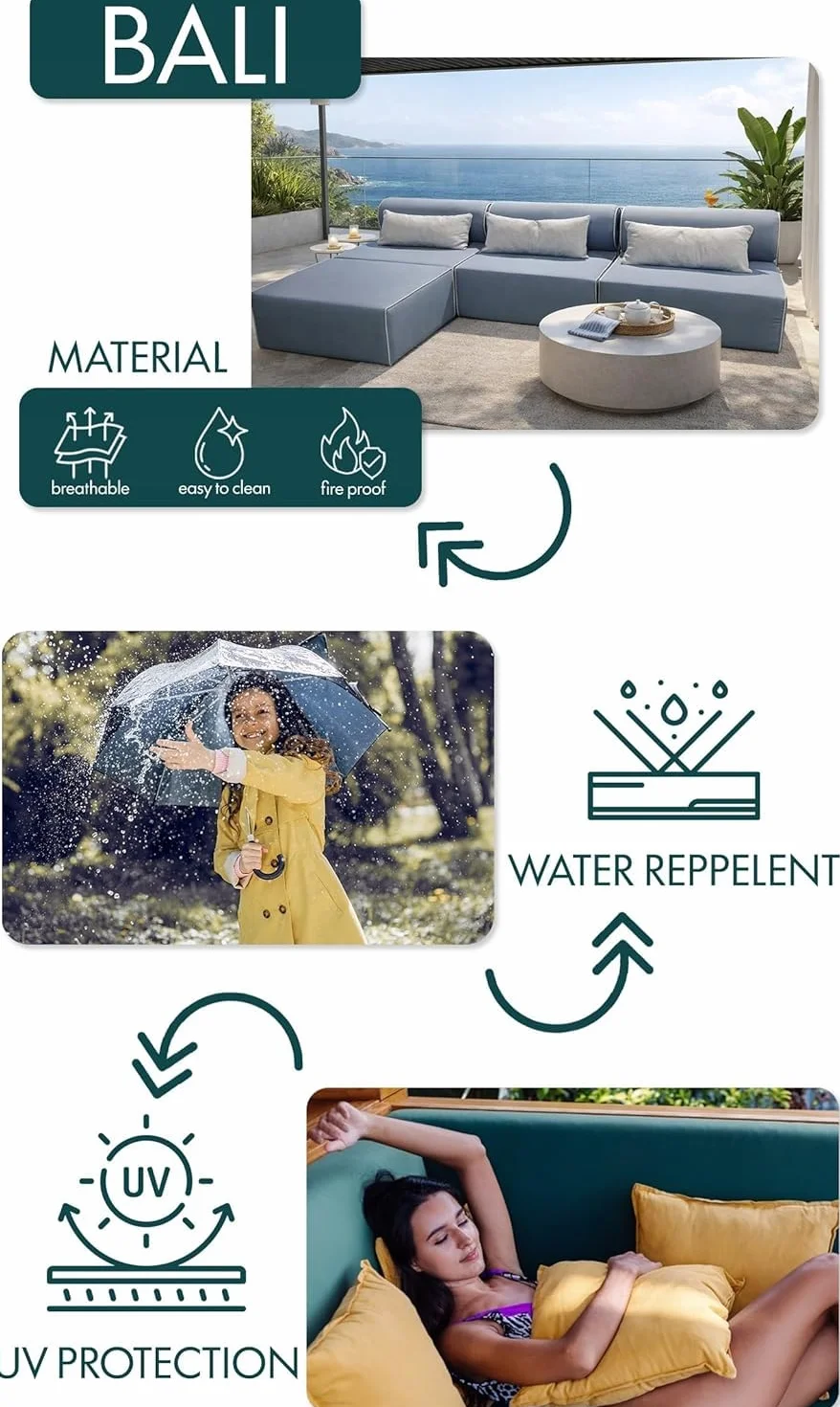 TRADA Divano da Esterno BALI M - Salottino da Giardino Esterno Resistenti alle Intemperie - Divanetti da Esterno Moderno per Giardino - Balcone e Terrazza - Grigio