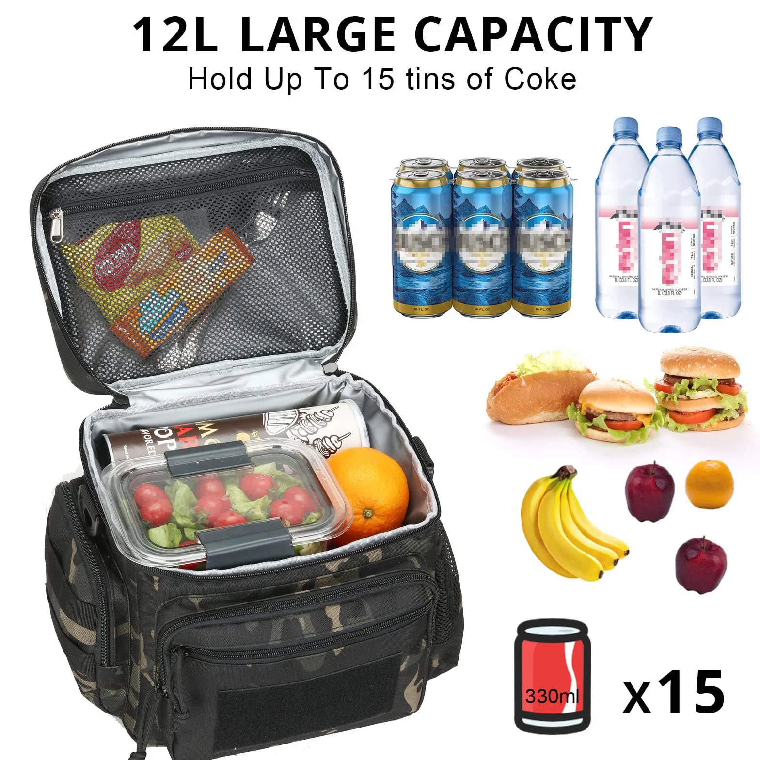 Borsa Termica Tattica MOLLE Impermeabile Isolata per Uomo Lavoro Pic-Nic