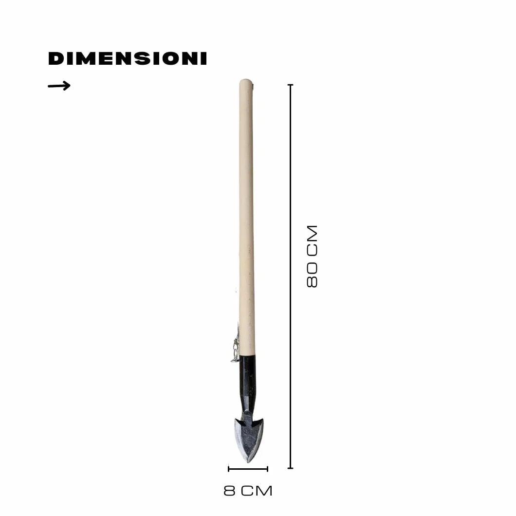 Vanghetto per Tartufi Professionale con Punta in Acciaio Temprato I Manico in Legno Verniciato I Completo di Cinturino in Nylon per il Trasporto a Tracolla (LANCIA GRANDE)