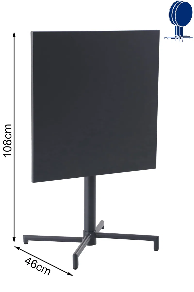 METRO Professional Tavolo da bistrot pieghevole Aveiro, acciaio, 70 x 70 cm, quadrato, grigio scuro