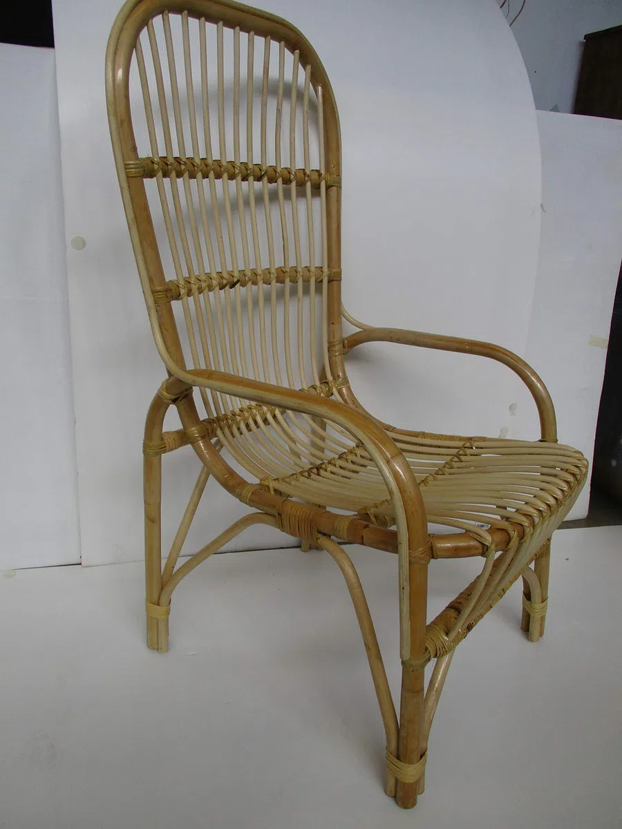 Fotel Rattan Naturalny 56x63x110 cm Ogrodowy Salon