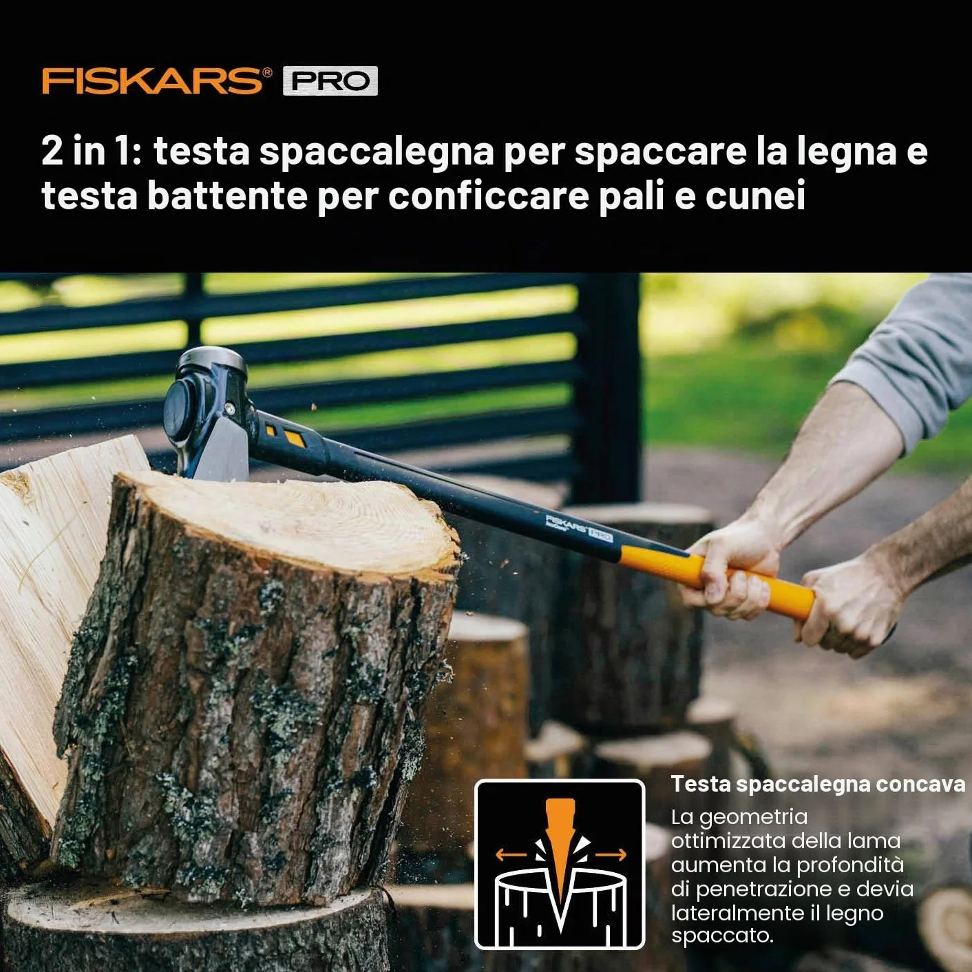 Fiskars Ascia da Spacco IsoCore XXL 92 cm 3,6 kg Nero/Arancione