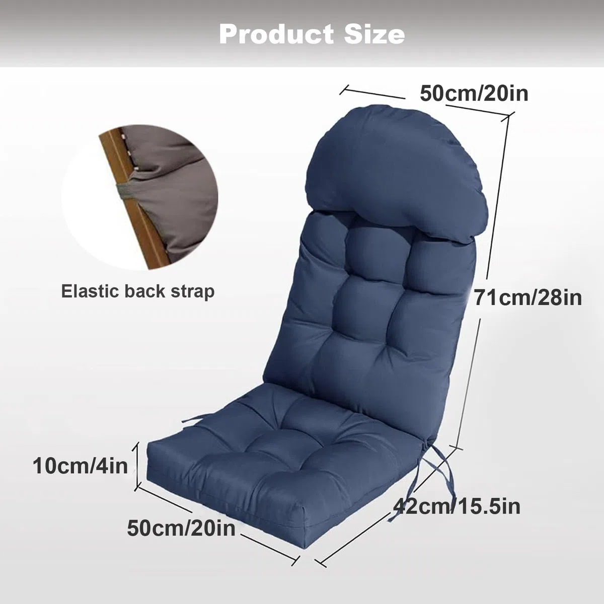 Cuscino di Sedia Adirondack Impermeabile, Cuscino per Patio per Esterni, Grigio Chiaro