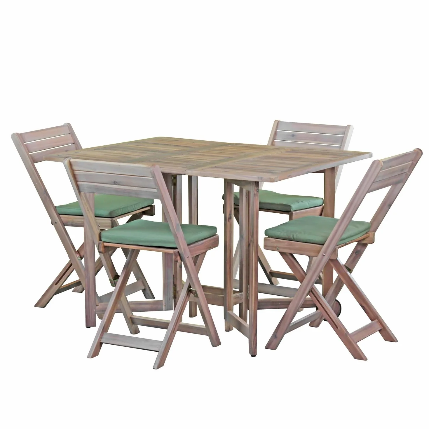 Brigros Estosa Set tavolo in legno da giardino Acacia 4 sedie pieghevole trasportabile
