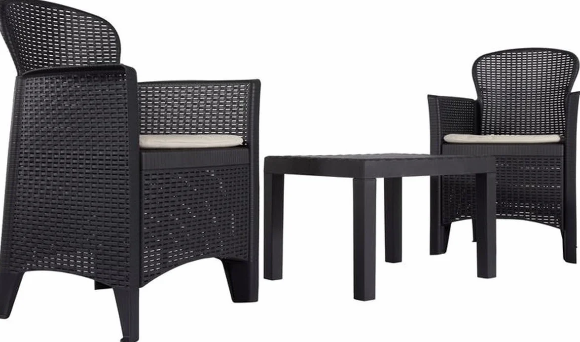 MAURY'S Salotto da Giardino Akita 3pz Antracite Cuscini