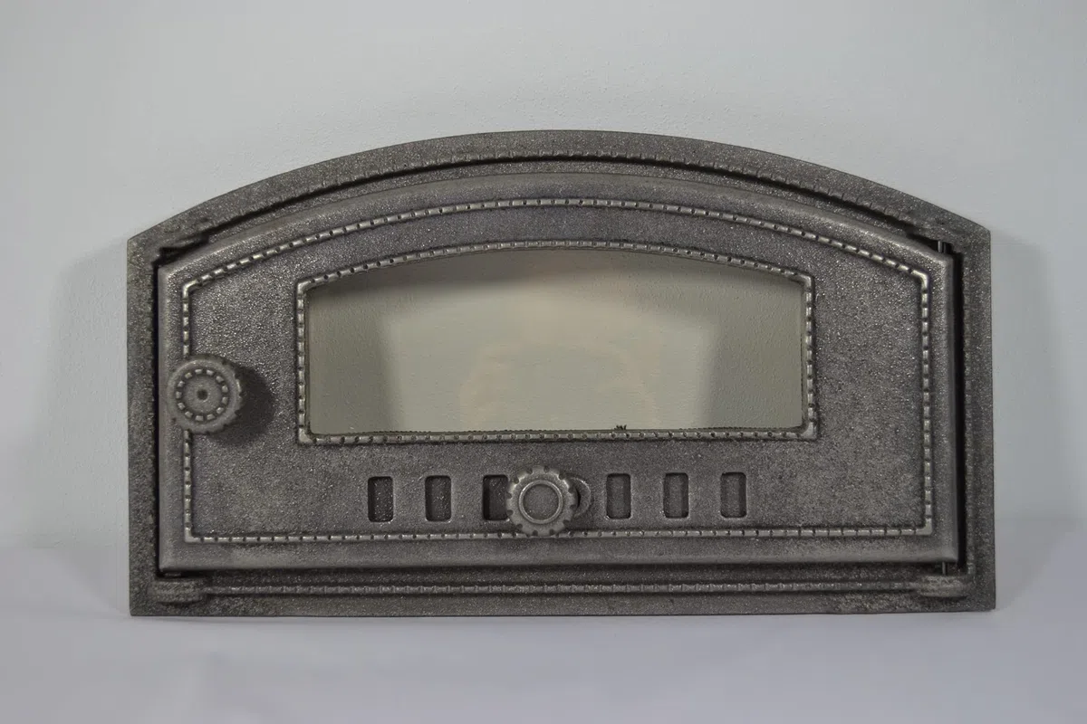SEZAM Porta del Forno in Ghisa con Vetro Resistente al Calore 48,5 x 6,5 x 27,5 cm Apertura a Destra