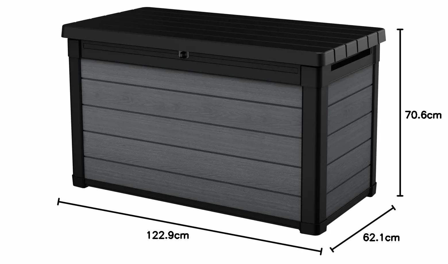 Keter Cortina 100G Baule da Giardino 380L Effetto Legno Grigio 122,9x62,1x70,6H cm