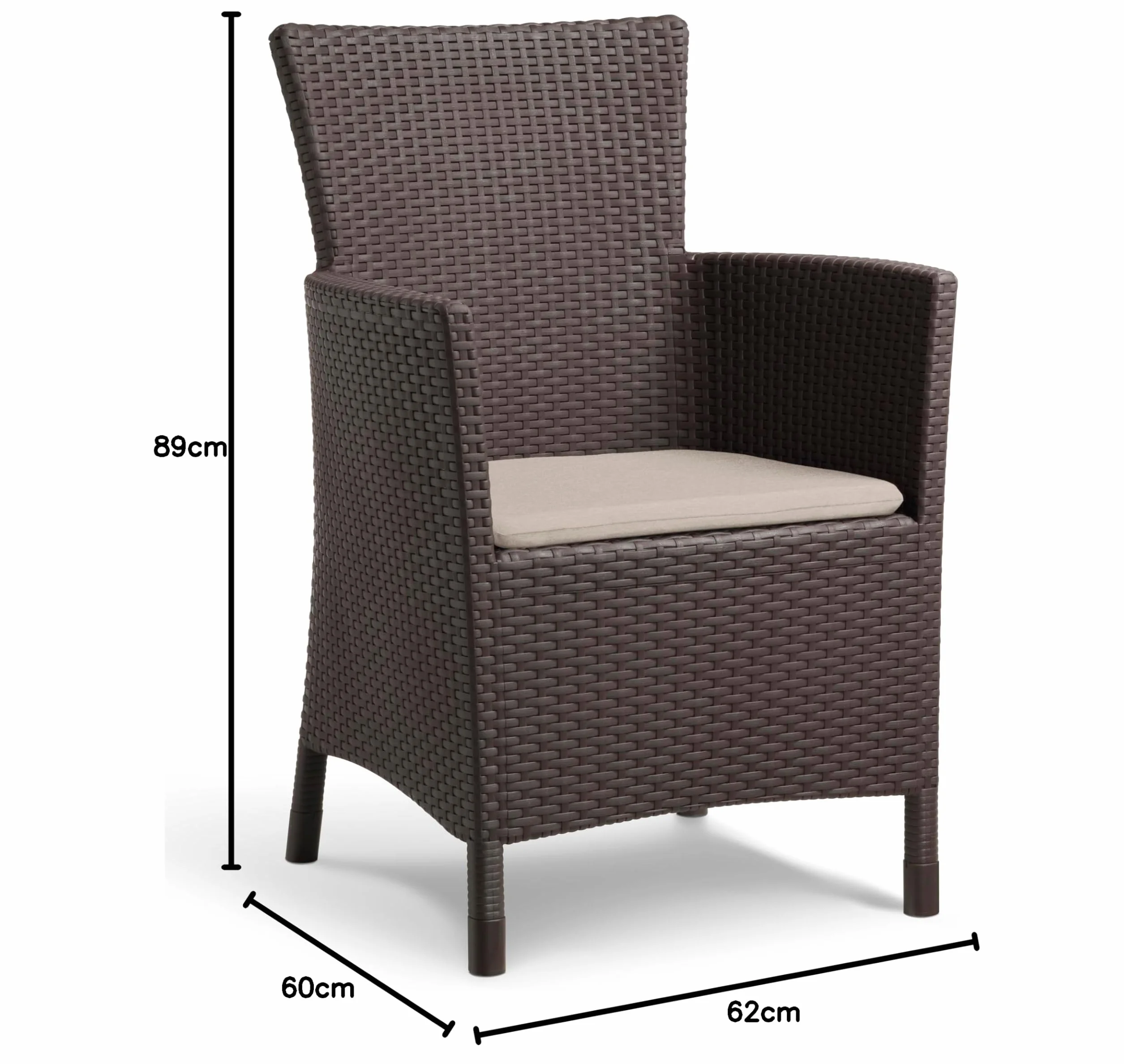Keter Iowa Poltrona da giardino in resina con cuscino incluso finitura rattan piatto marrone