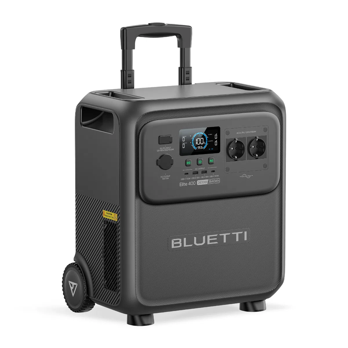 BLUETTI Elite 400 Power Station Portatile, Batteria LFP 3840Wh, 2600W AC (3900W Power Lifting), Generatore Solare ad alta capacità con ruote per backup domestico, blackout, camper e campeggio