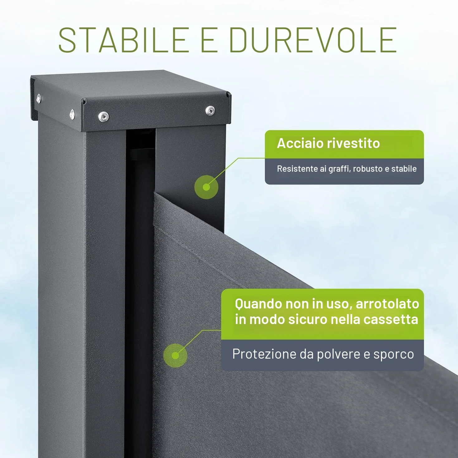 Juskys Tenda laterale Dubai 500 x 160 cm estensibile coprente frangivista frangivento balcone terrazza antracite