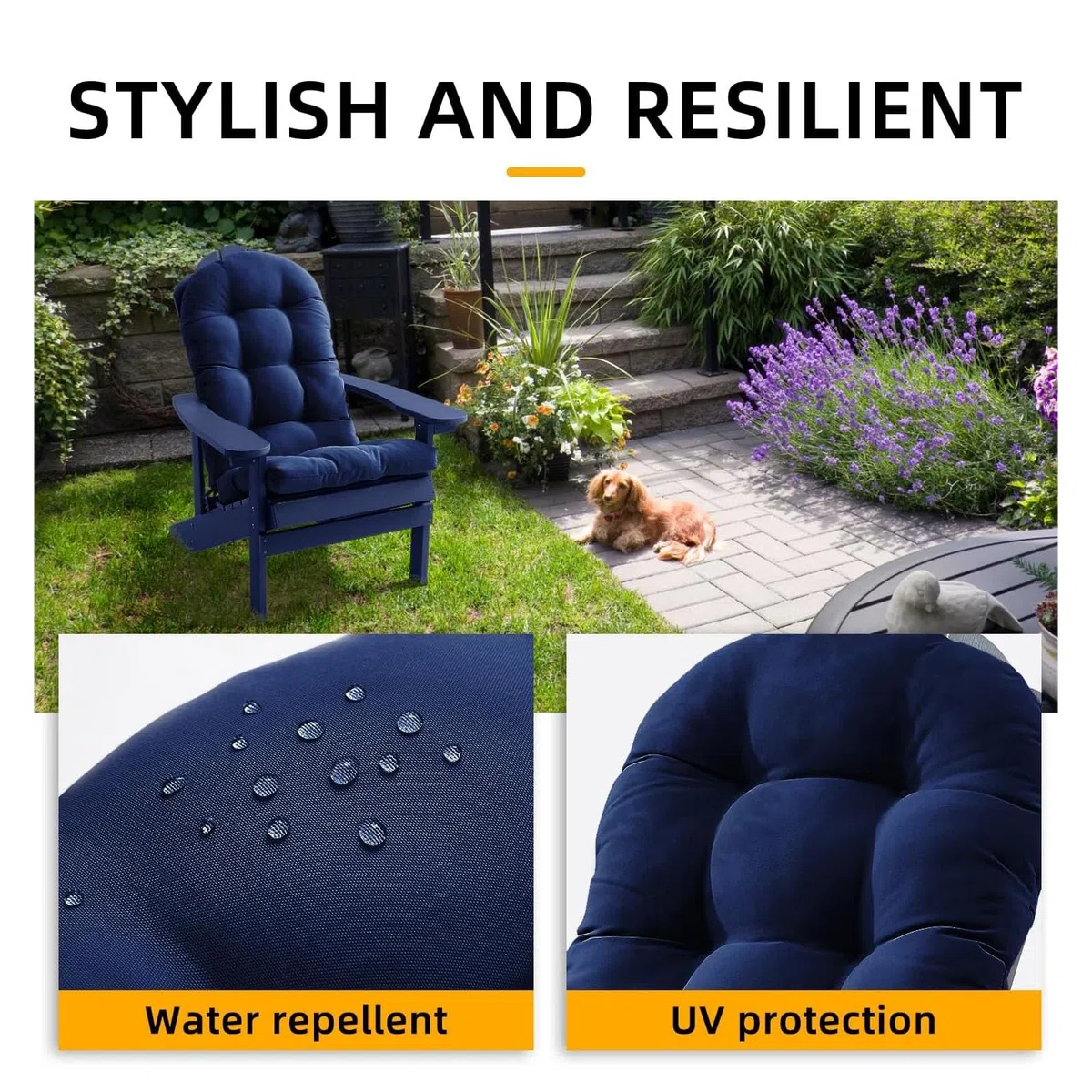 Cuscino di Sedia Adirondack Impermeabile, Cuscino per Patio per Esterni, Grigio Chiaro