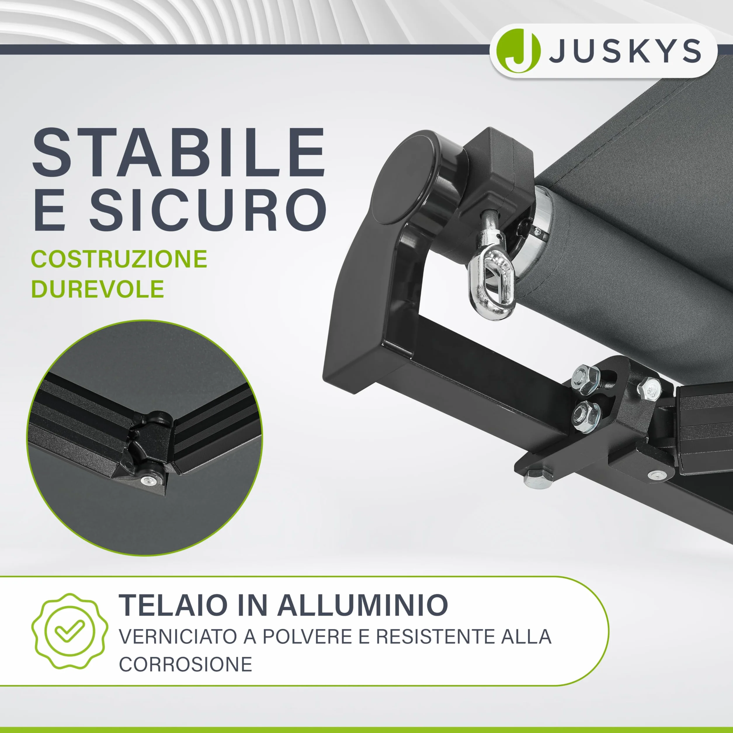 Juskys Tenda a Bracci Estensibili 400x300 cm UV40+ Impermeabile con Manovella Regolabile Grigio
