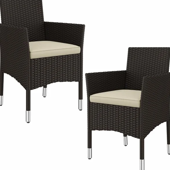 Yaheetech Set di 2 Sedie da Giardino in Poly Rattan con Braccioli e Schienale Regolabile, per Esterno