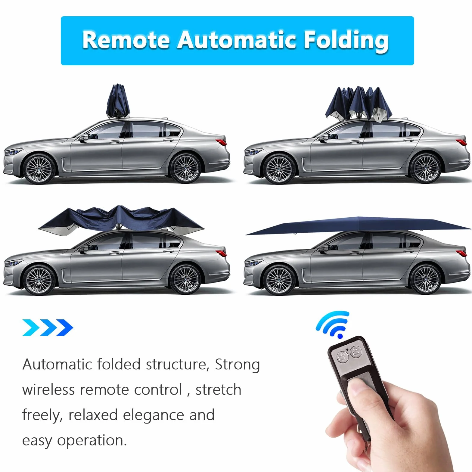Tenda per Auto Universale, Posto Auto Coperto Mobile, Tenda per Auto Automatica, ombrellone per tettuccio per Auto per Tenda da Esterno, Adatto alla Maggior Parte dei Tipi di Auto,4.8m