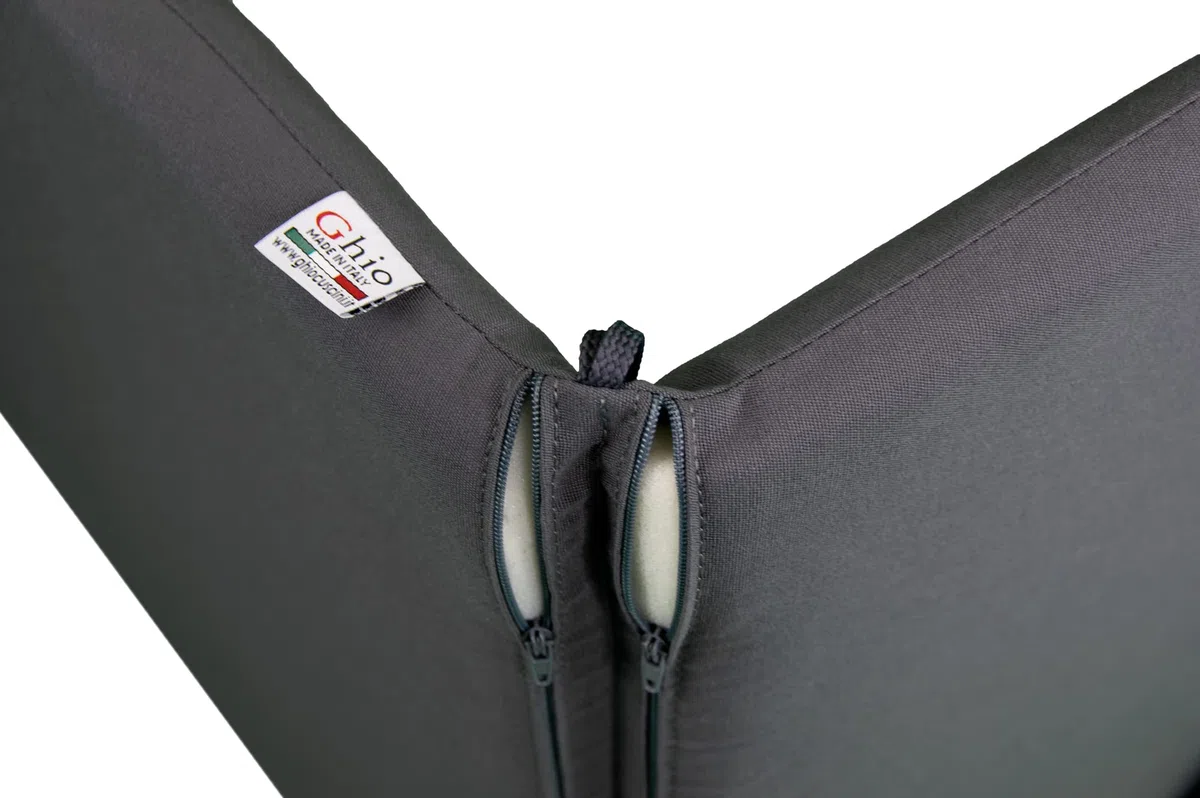 Cuscini da Esterno per Sedia Ronda emu, Set di 2, Grigio Antracite, Tessuto Acrilico Dralon, 96x46 cm, Made in Italy