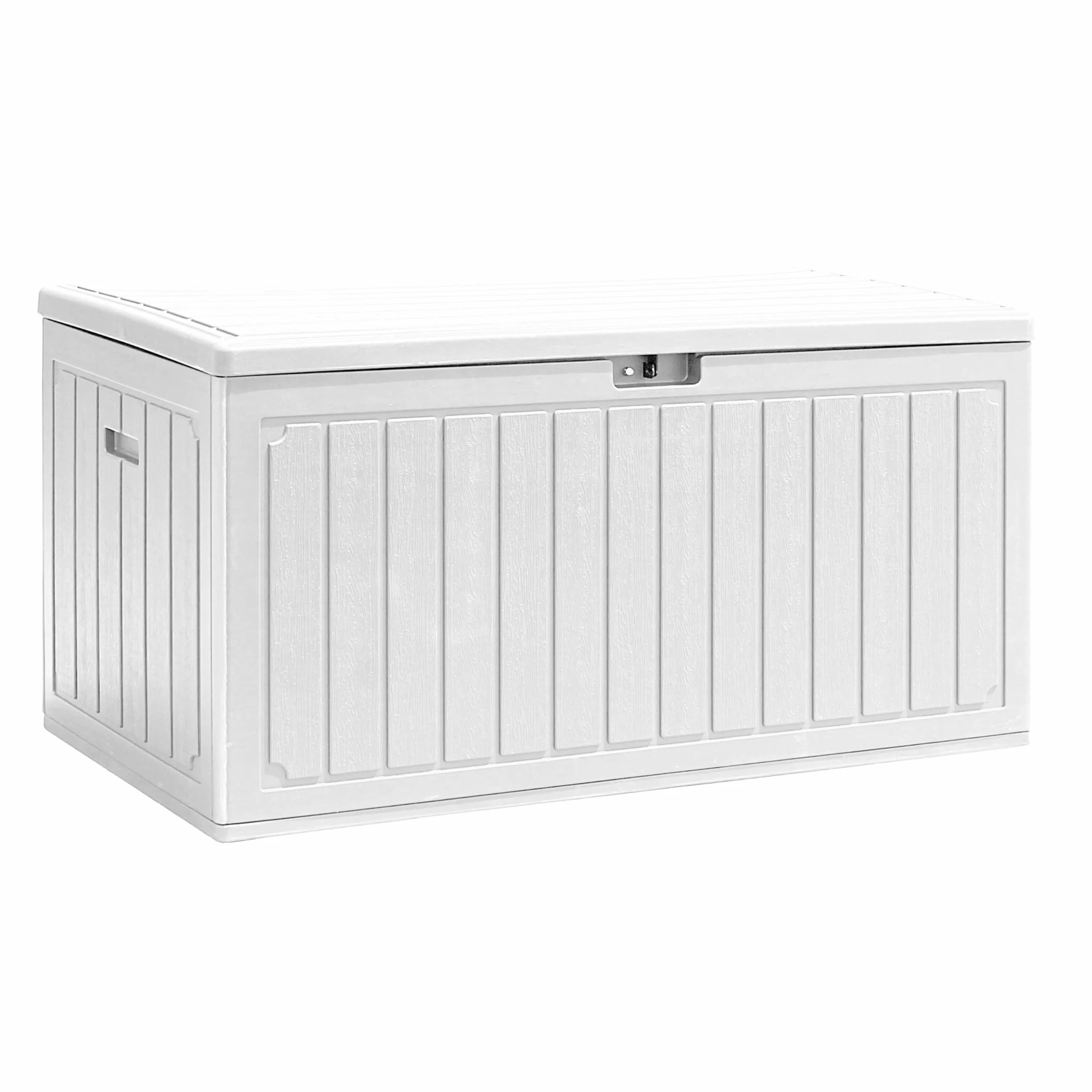 Baule da Esterno Impermeabile in Resina Cassapanca Contenitore XXL con Pistoni Bianco 113x58x58 cm