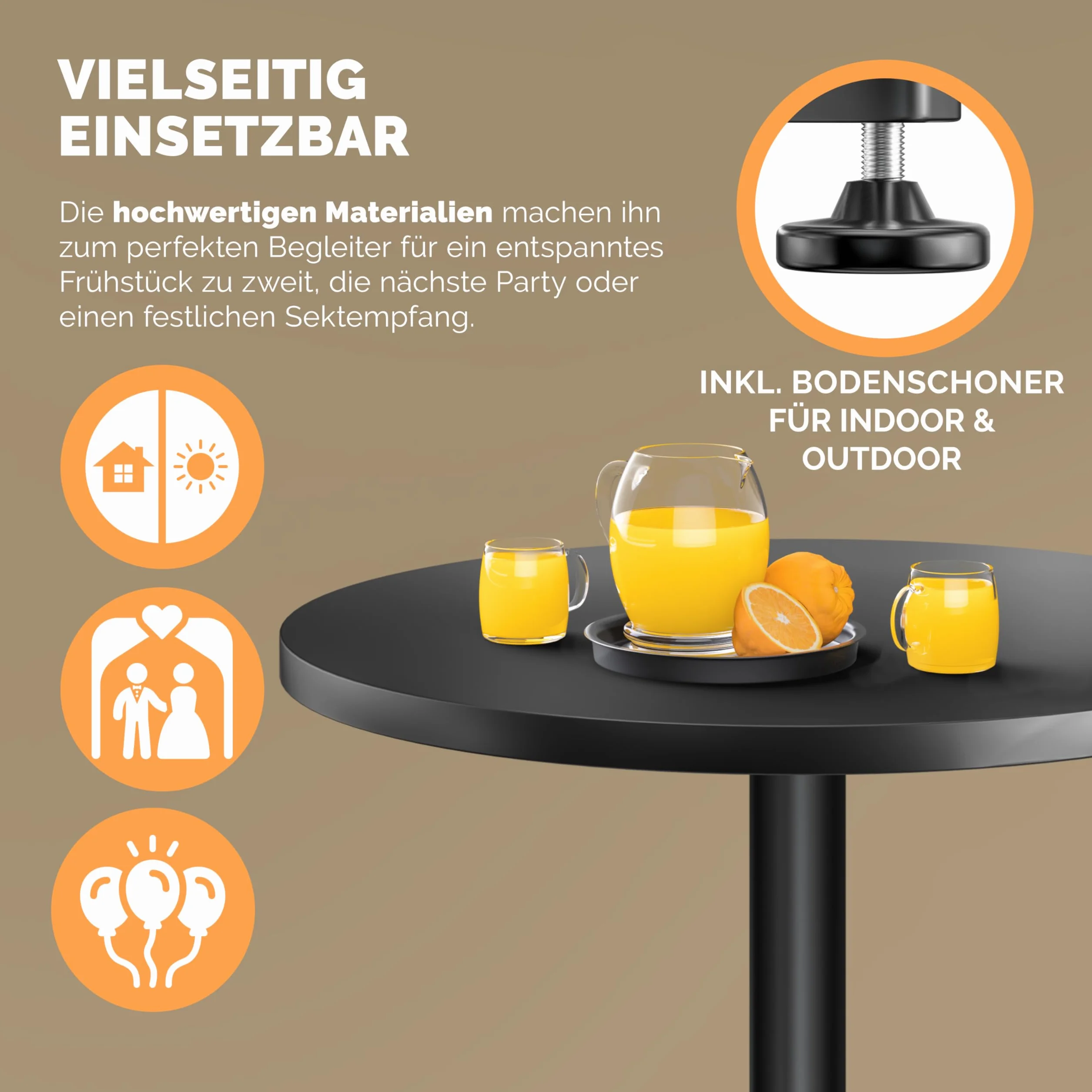 Casaria® Tavolo da Bar 2in1 Regolabile Pieghevole 70 cm/115 cm in Alluminio Ø 60 cm Tavolino da Esterno Interno Nero