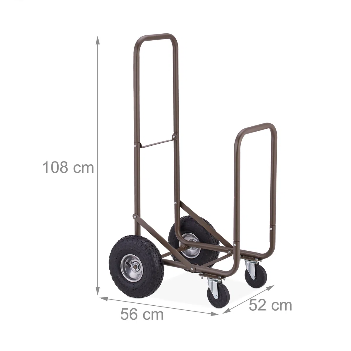 Relaxdays Carrello Portalegna 33 cm 60 kg Carriola 4 Ruote Marrone