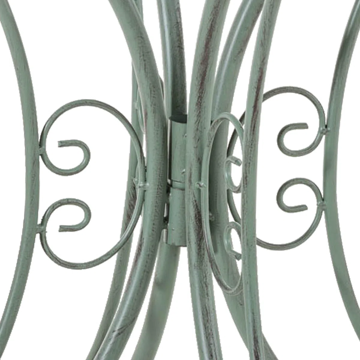 Tavolino in Ferro Giardino Tondo Outdoor Stile Rustico Salotto Design Antico-Verde
