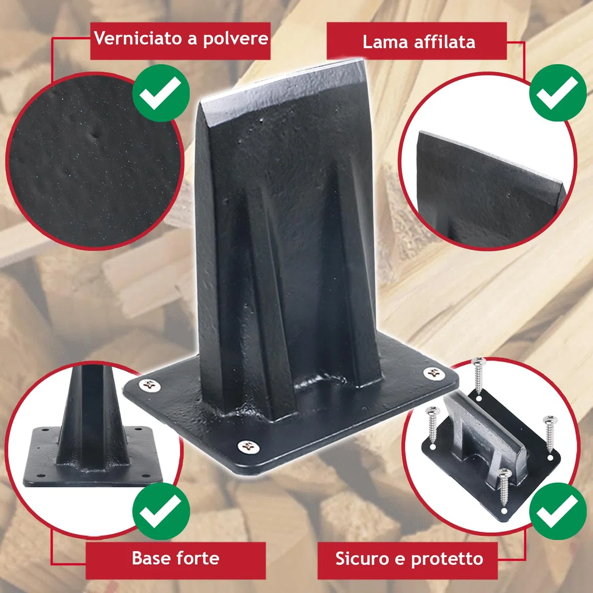SPARES2GO Scalpello per legna da ardere, grande, resistente, per spaccare legna da ardere