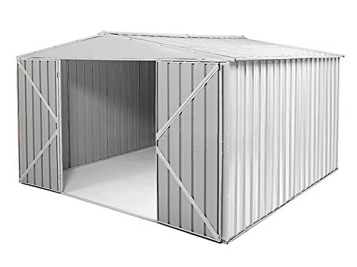 Notek Srl Box in Acciaio Zincato Casetta da Giardino in Lamiera 3.60 x 3.45 m x h2.12 m - 150 kg – 12,25 Metri Quadri (Bianco)