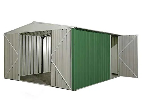 Box in Acciaio Zincato Casetta da Giardino in Lamiera 3.60 x 4.30 m x h2.10 m - 185 KG - 15 metri quadri (Verde)