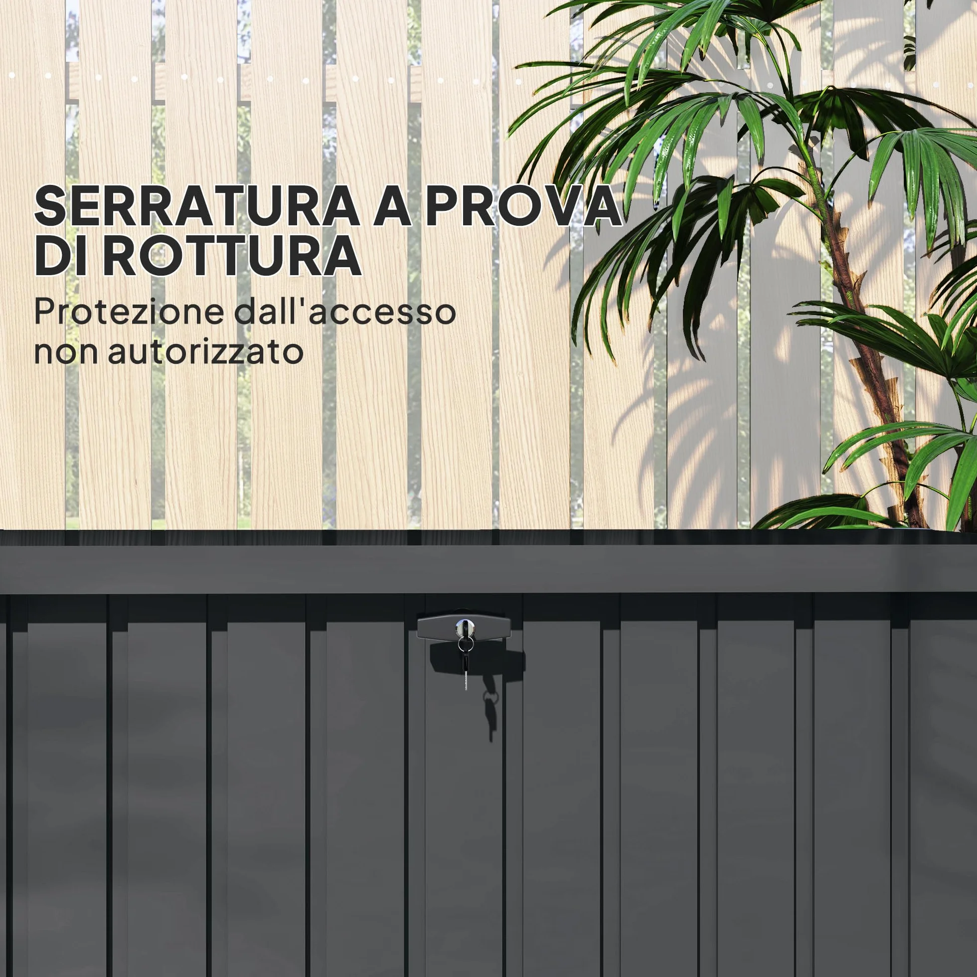 Outsunny Baule da Esterno da 400L con Coperchio a Doppia Leva, Serratura e 2 Chiavi, Cassapanca Contenitore da Esterno Impermeabile in Acciaio Zincato, 124x66x72 cm, Grigio Scuro