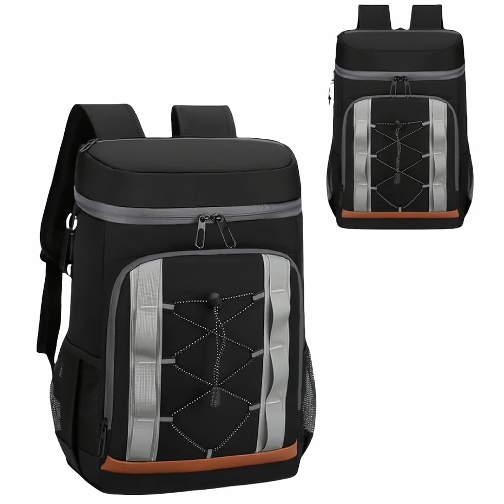 Zaino isotermico da 30 litri, grande borsa per uomo e donna, ideale per picnic, barbecue, campeggio, escursioni, shopping (nero)