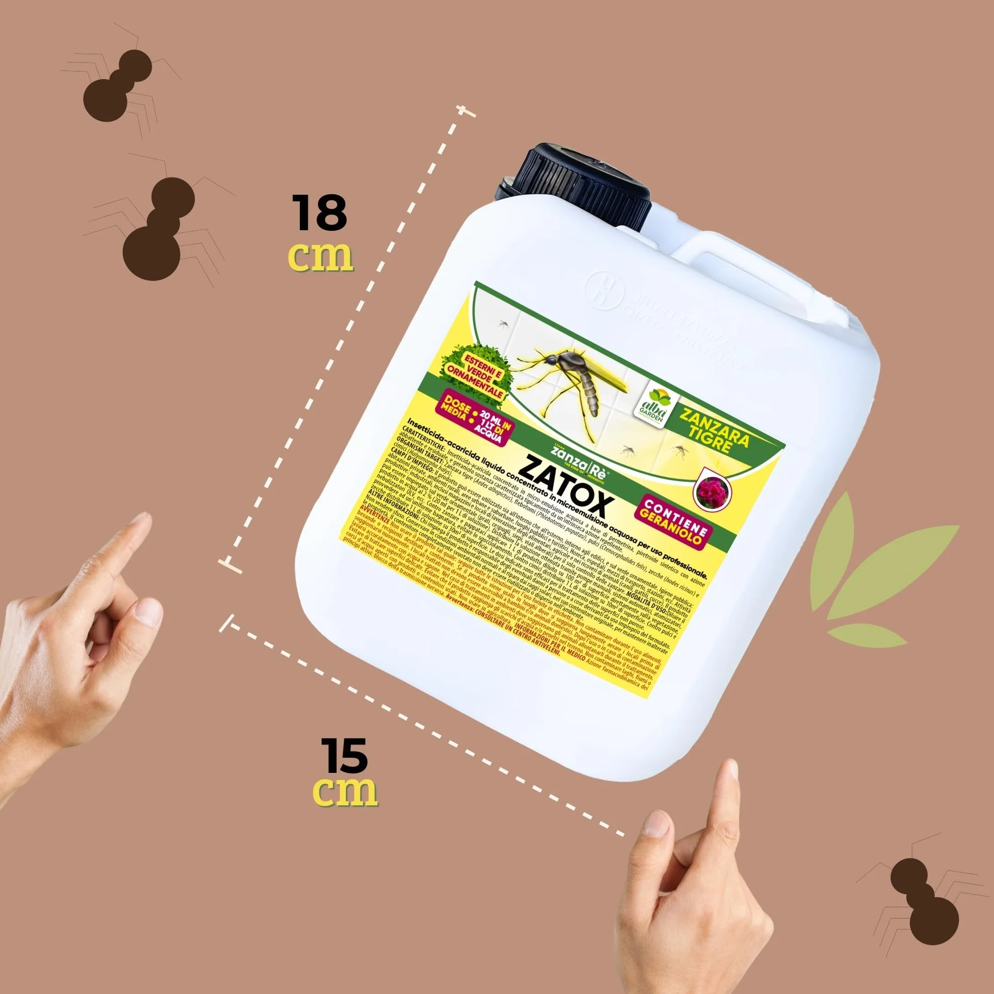 Albagarden Insetticida Zanzare Giardino Concentrato 2 Litri Contro Zanzare Mosche Cimici Insetti - Permetrina e Geraniolo