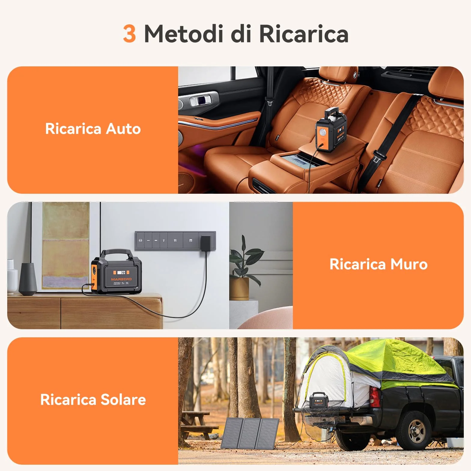 MARBERO Centrale Elettrica Portatile 26,400mAh con Pannello Solare Pieghevole da 30W Power Station 150W con Uscite DC per Strada, Avventura, Campeggio, Casa, Interruzione di Corrente