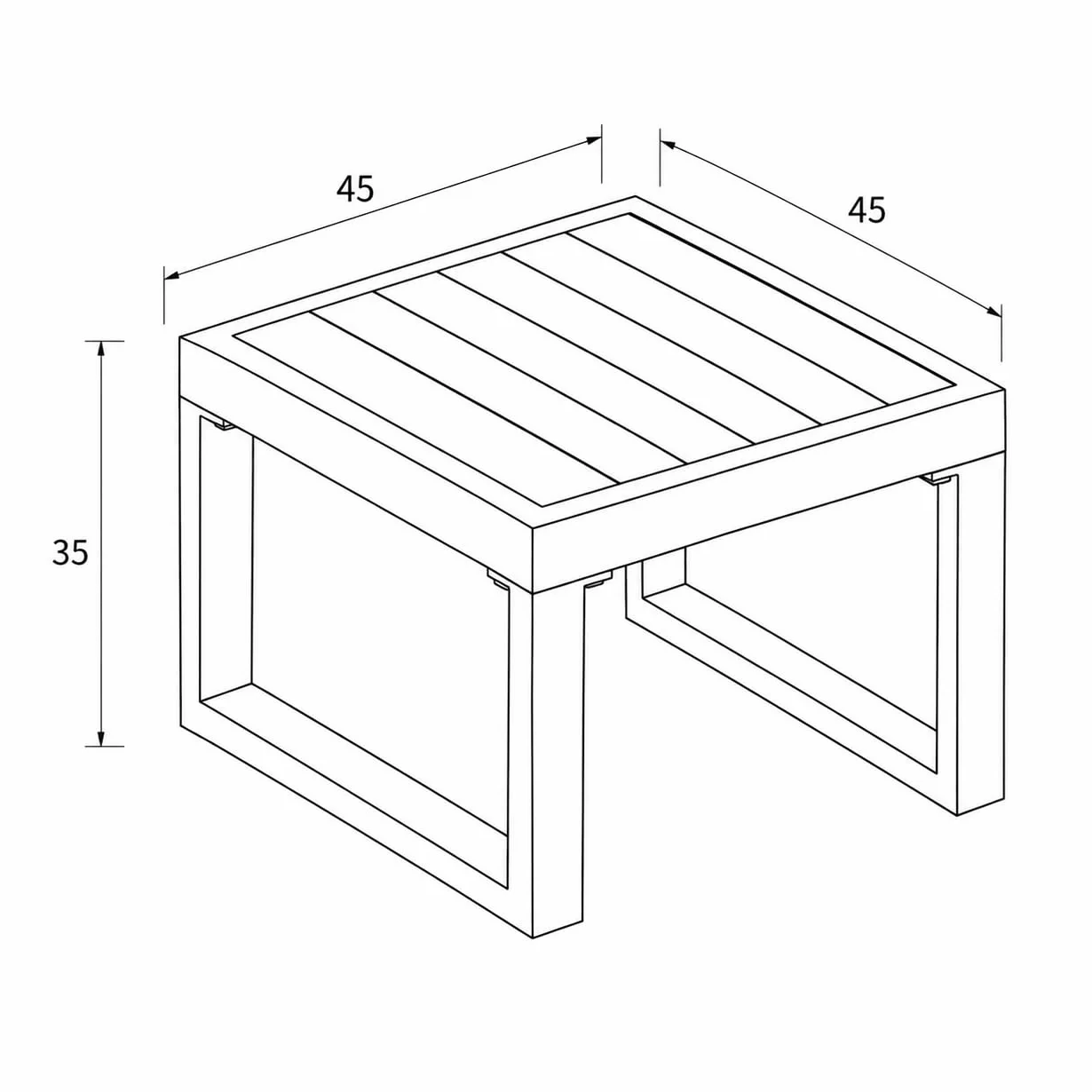 Totò Piccinni Tavolino SIRIO Alluminio Quadrato 45x45x35h cm Design Moderno Giardino Terrazzo Antracite