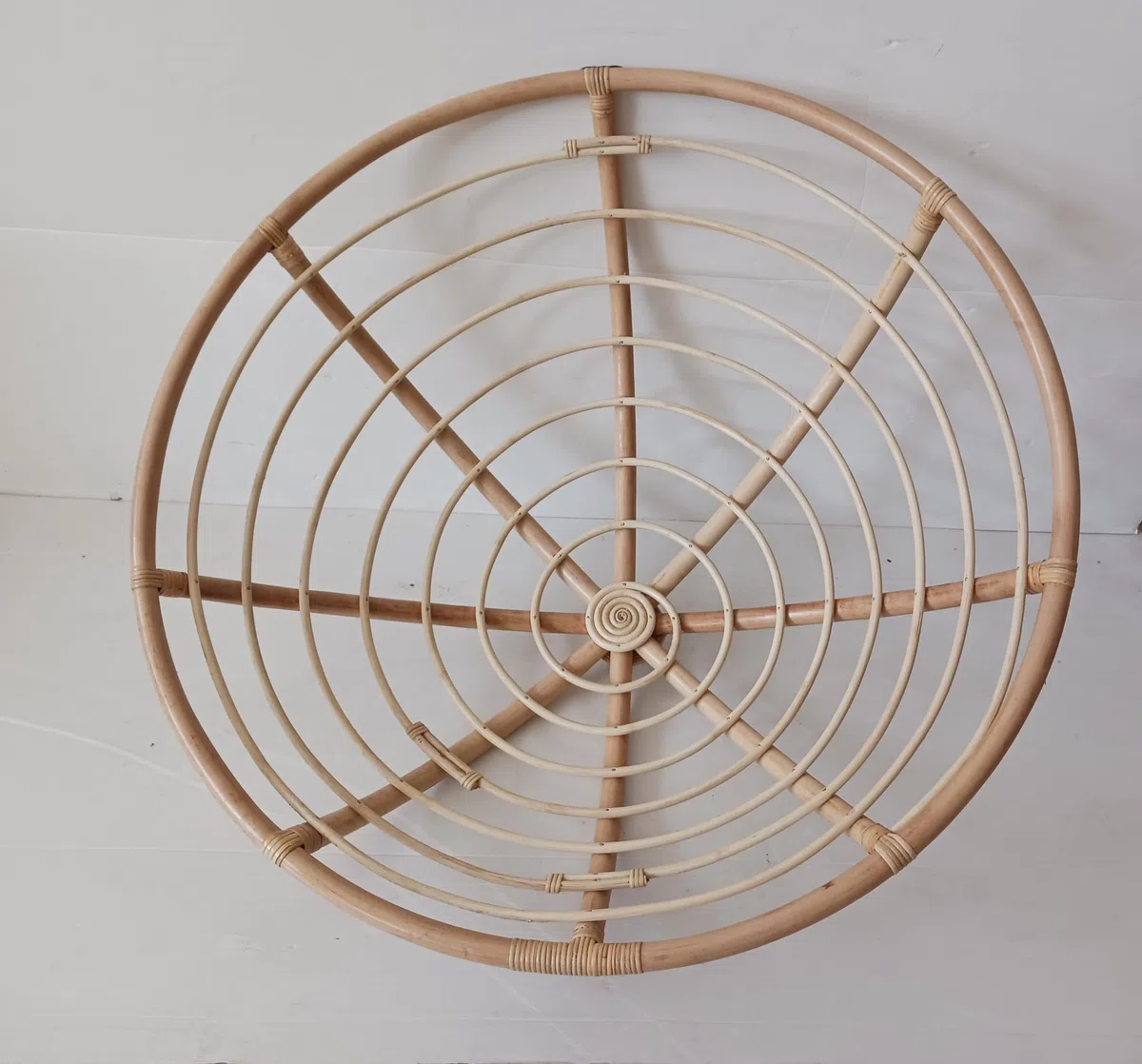 Poltrona in rattan naturale Papasan Ø 115 con cuscino, rotonda per esterno giardino veranda