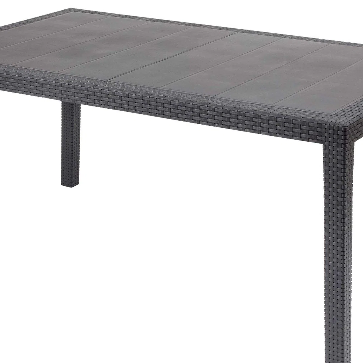 Tavolo Fisso Intrecciato Stile Rattan Plastica Antracite 150x72x90 cm