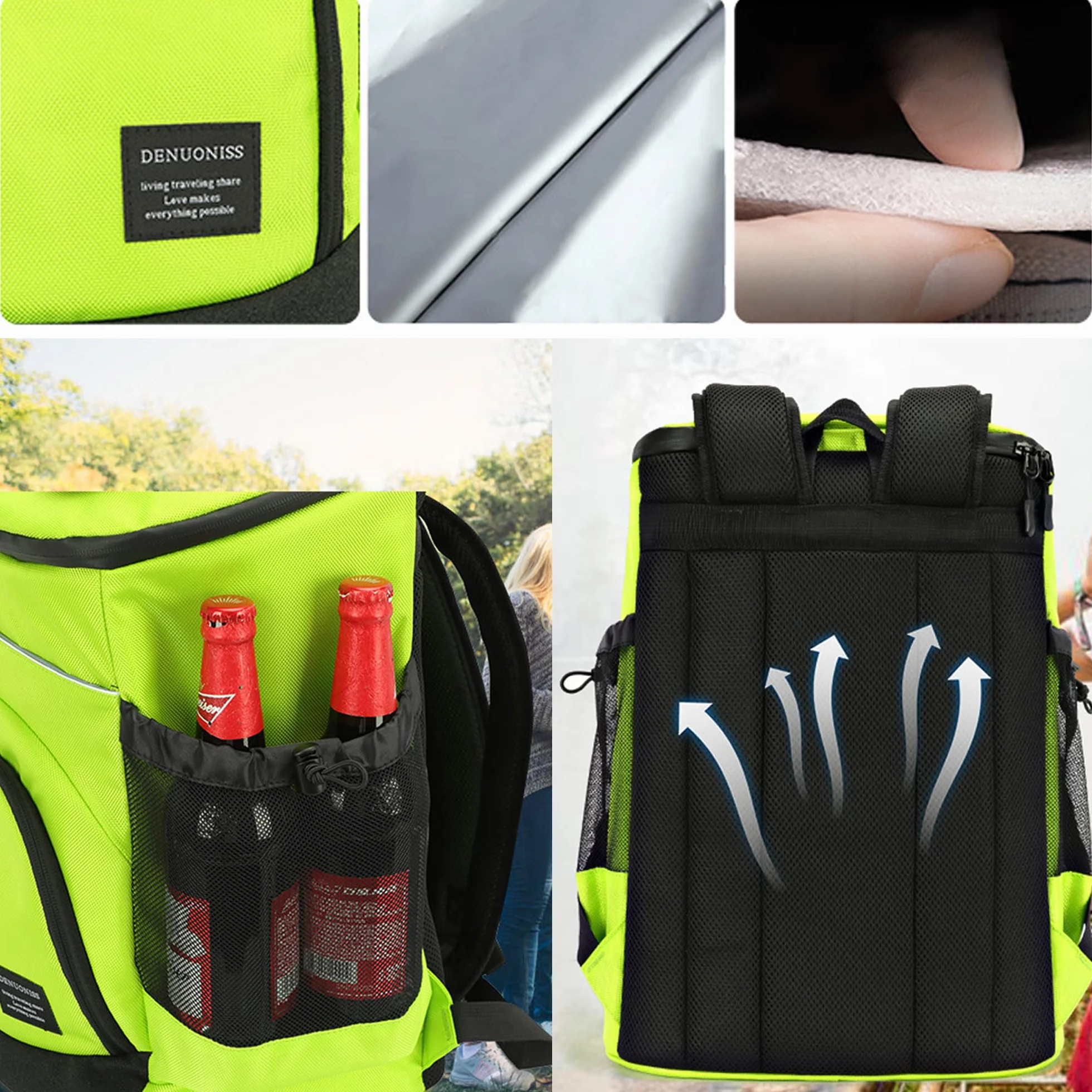 Zaino Pic Nic Termico Borsa Frigo 30L Borsa Termica da Viaggio Portatile per Picnic, Campeggio e Spiaggia (Nero)