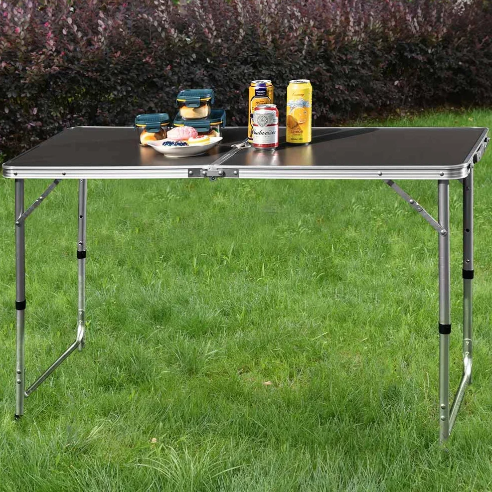 Tavolo da Campeggio in Alluminio Pieghevole 60x120x70cm Grigio