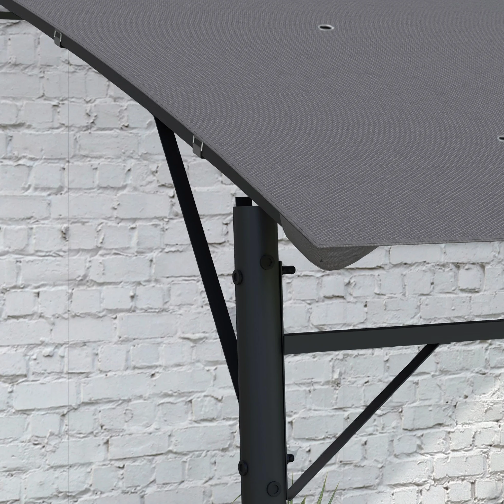 Outsunny Pergola Gazebo Metallica Tettuccio Poliestere 12 Fori Drenaggio 400x296x200/262 cm Grigio Scuro