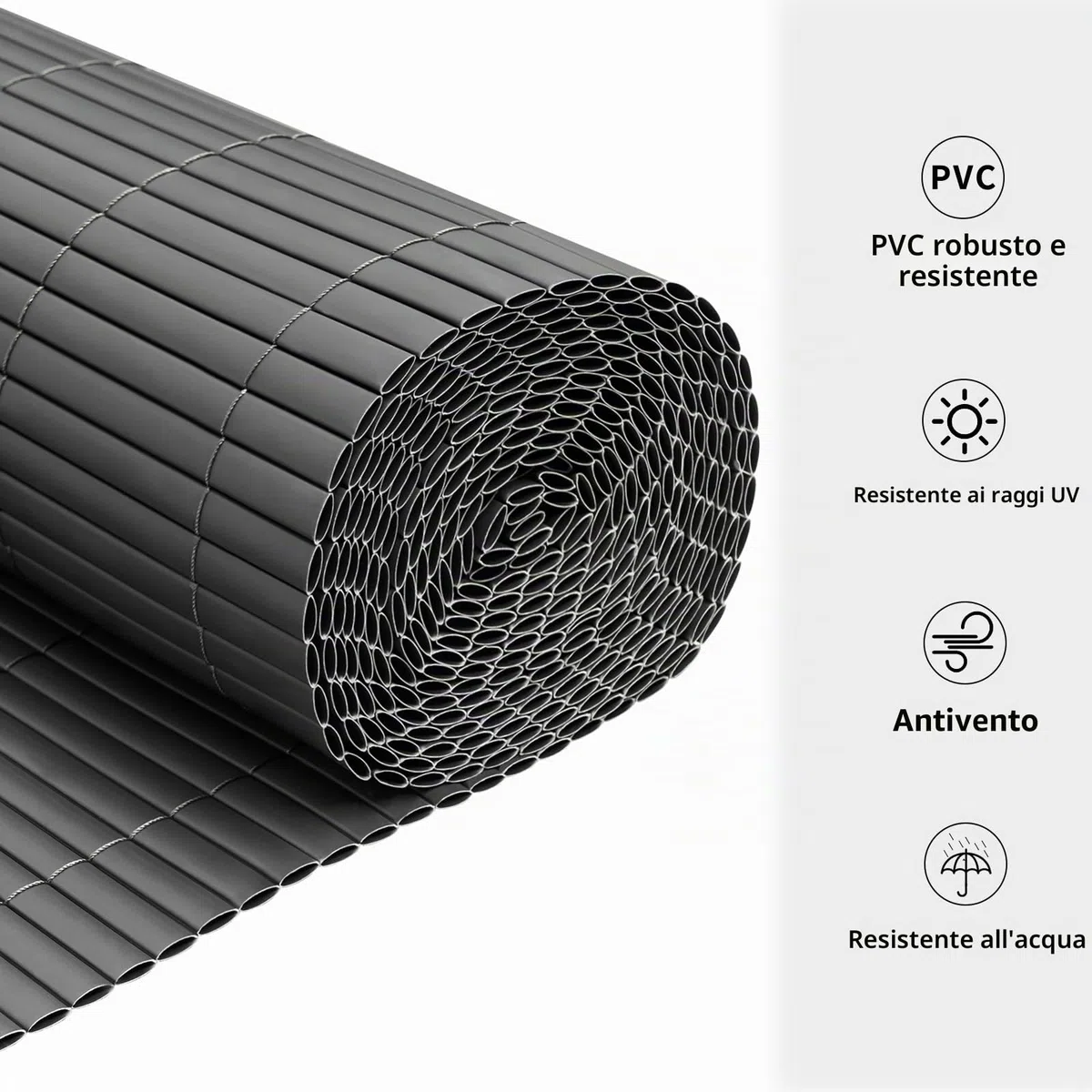 WOLTU Canniccio PVC frangivista giardino 500x120 cm recinzione schermi divisori Resistente ai raggi UV Intemperie Grigio