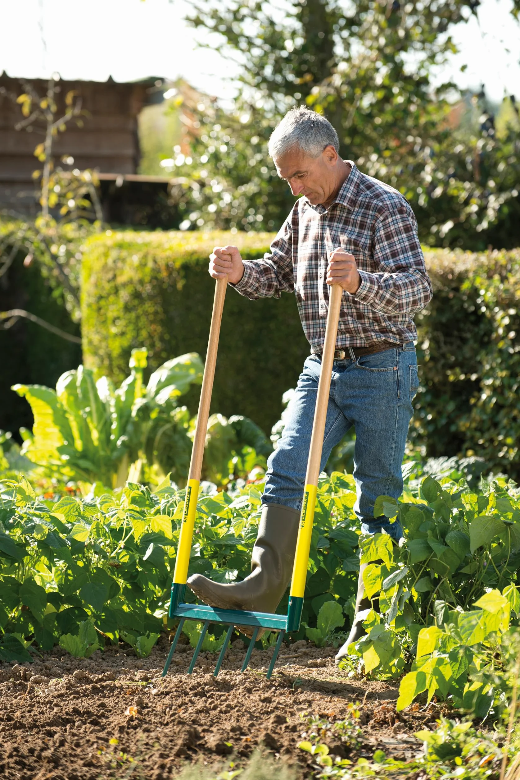 Leborgne, Biogrif Grelinette 5 Denti saldati Naturovert Strumento da Giardinaggio in Acciaio temprato e Legno, Modello 320321, Lunghezza 40 cm, Ideale per lavori di Suolo e Giardinaggio Ecologico