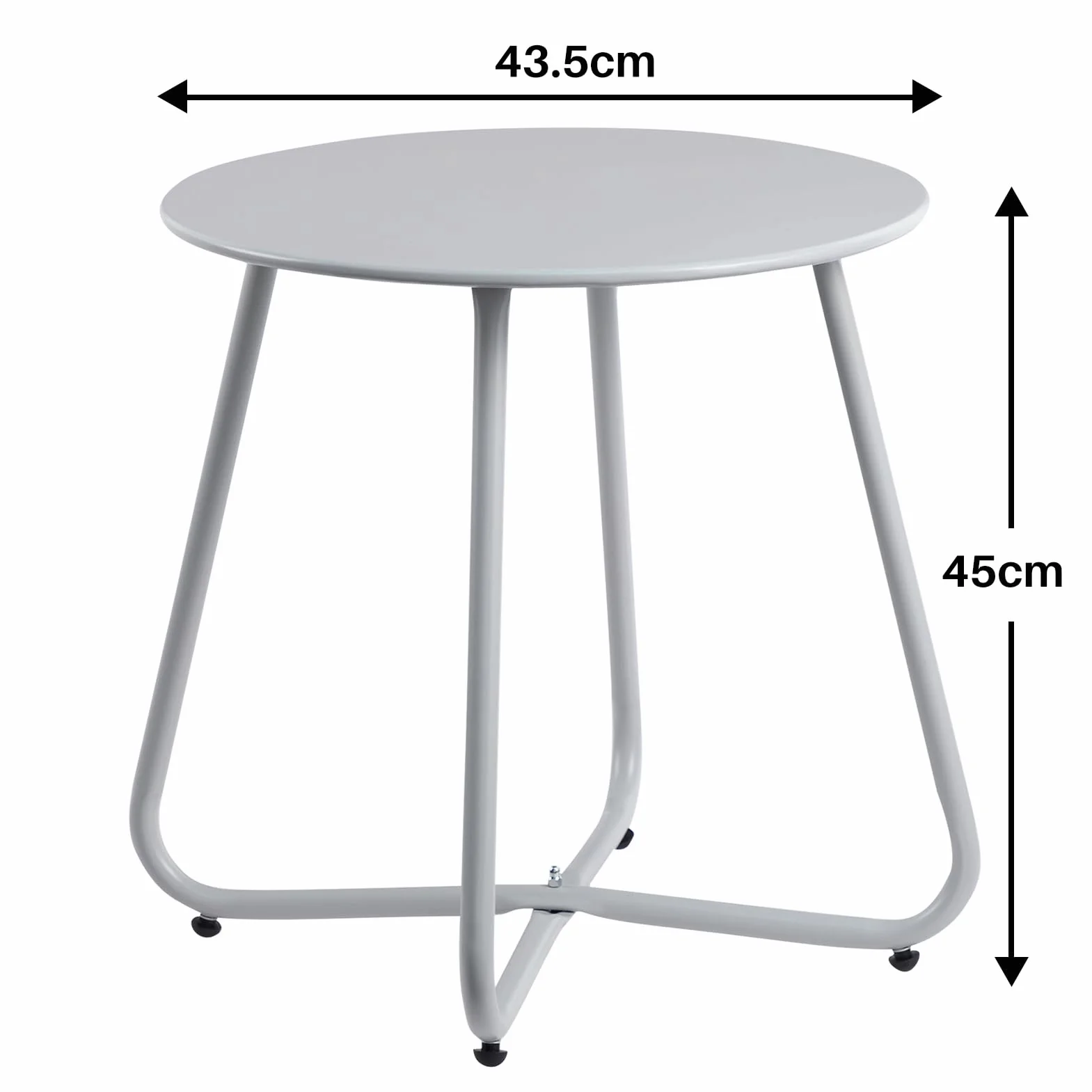 HollyHOME Tavolo da Giardino Rotondo in Metallo, Grigio
