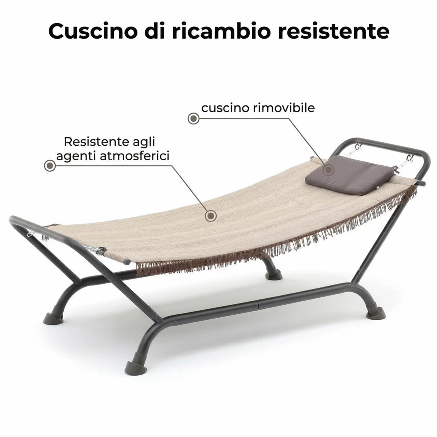 Marvin Cuscino di Ricambio per Amaca Bali Sospesa Colore Beige Tessuto Morbido Imbottito Resistente (Beige)