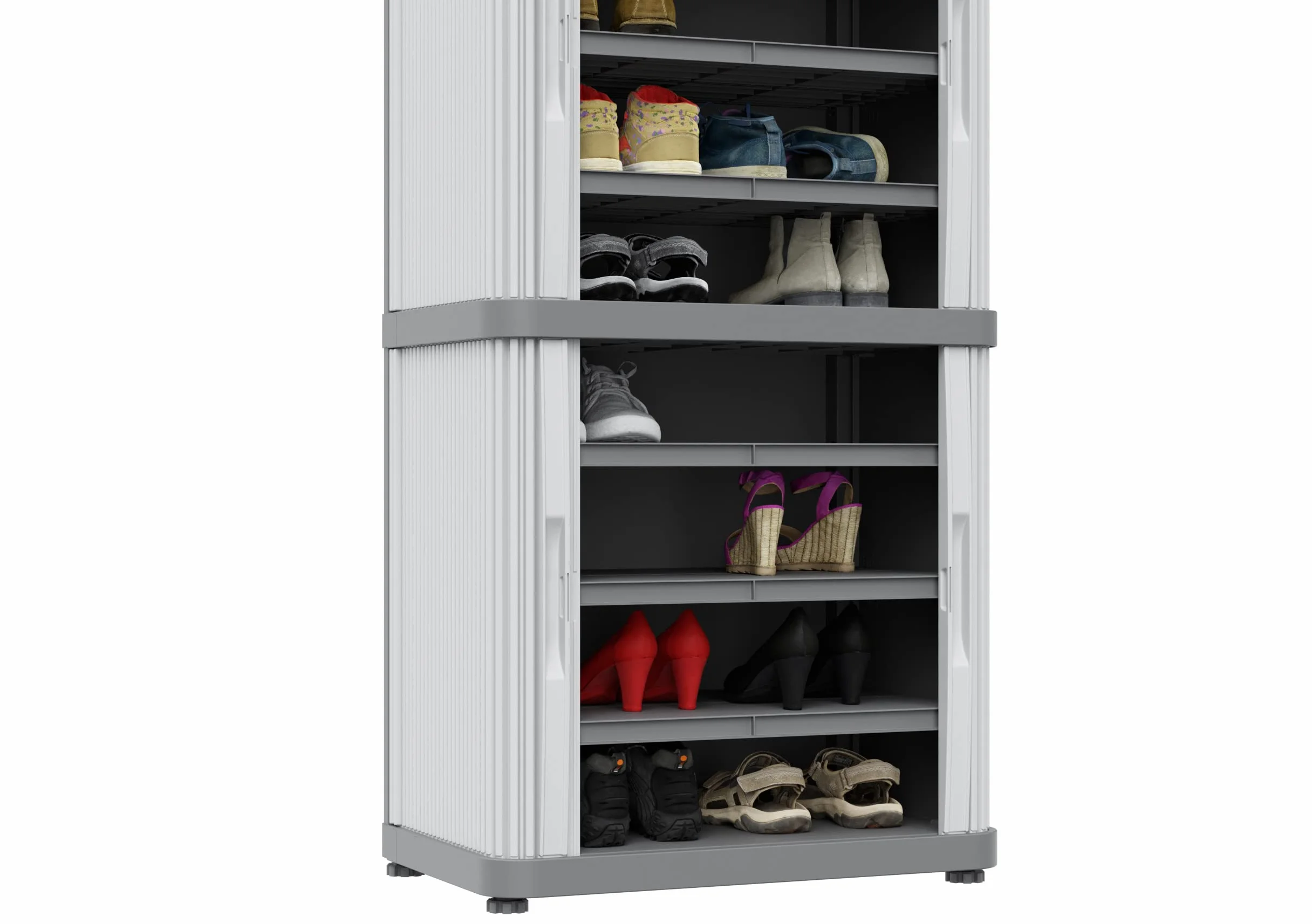 Terry - Rolling Space Cab 2, Armadio a 2 Vani con Due Antine Scorrevoli, 2 Ripiani Interni Modulabili, da Interno e Esterno, in Plastica, 59x36x115 cm