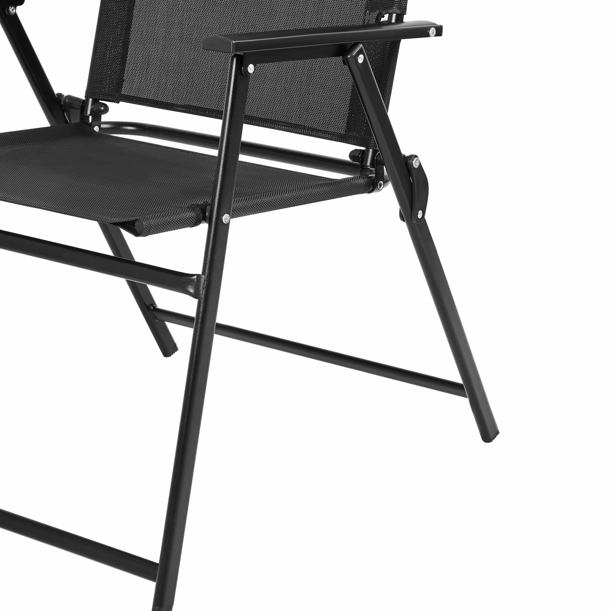 Yaheetech Set 2 Sedie da Giardino Pieghevoli con Braccioli Telaio in Metallo Seduta in Tessuto Portata 100 kg Nero