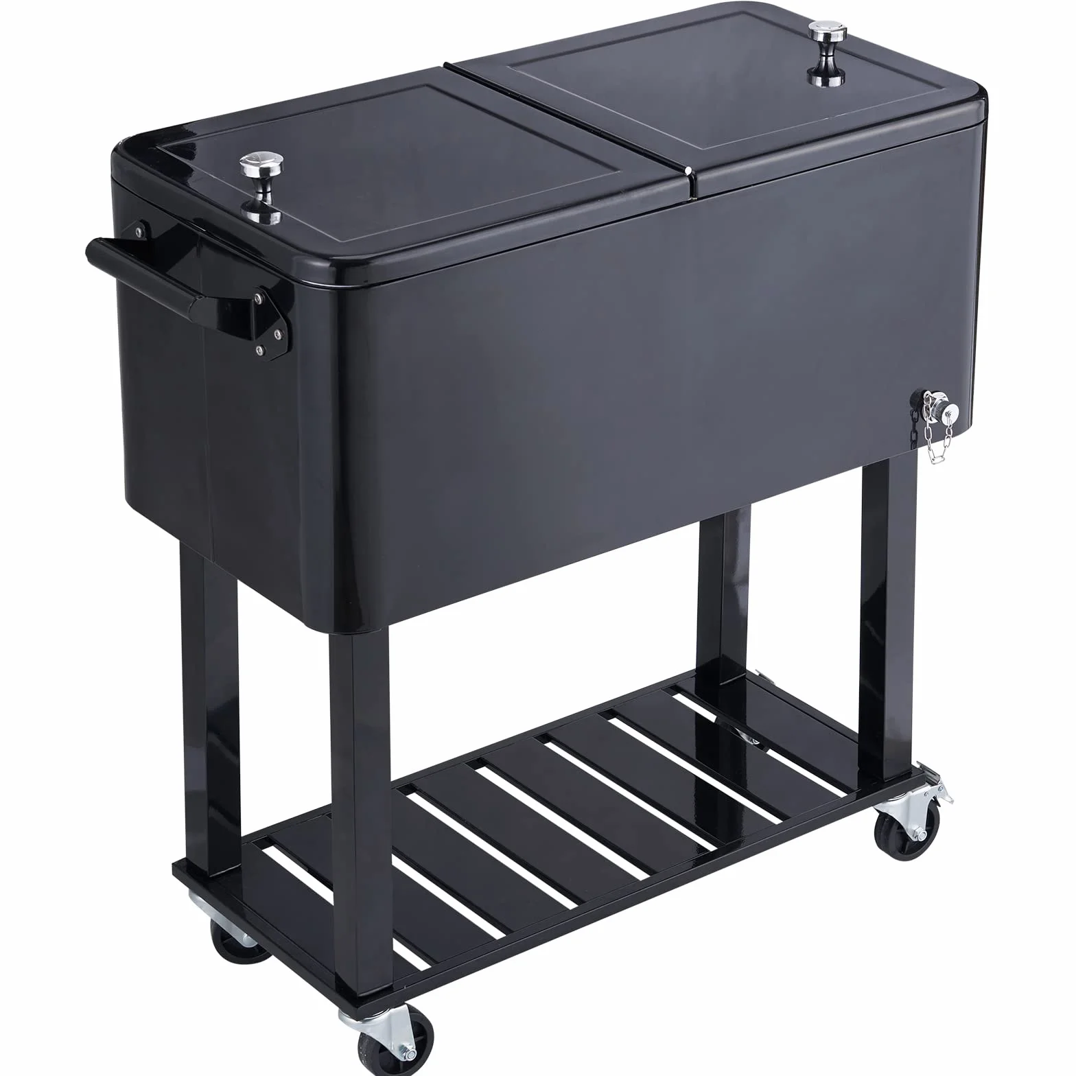 VEVOR Carrello Mobile Bar Mini Frigo Isotermico 80QT per Bevande con Apribottiglie per Feste Esterno