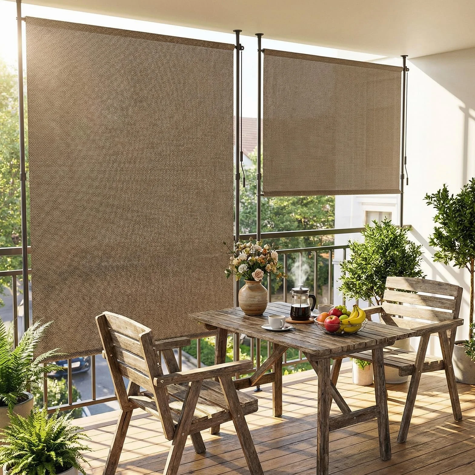 LIFERUN Tenda Verticale HDPE 200×310 cm Marrone, Tenda a Pinza Estensibile Senza Forare, Protezione Solare UV, Antivento, per Balcone Giardino Terrazza