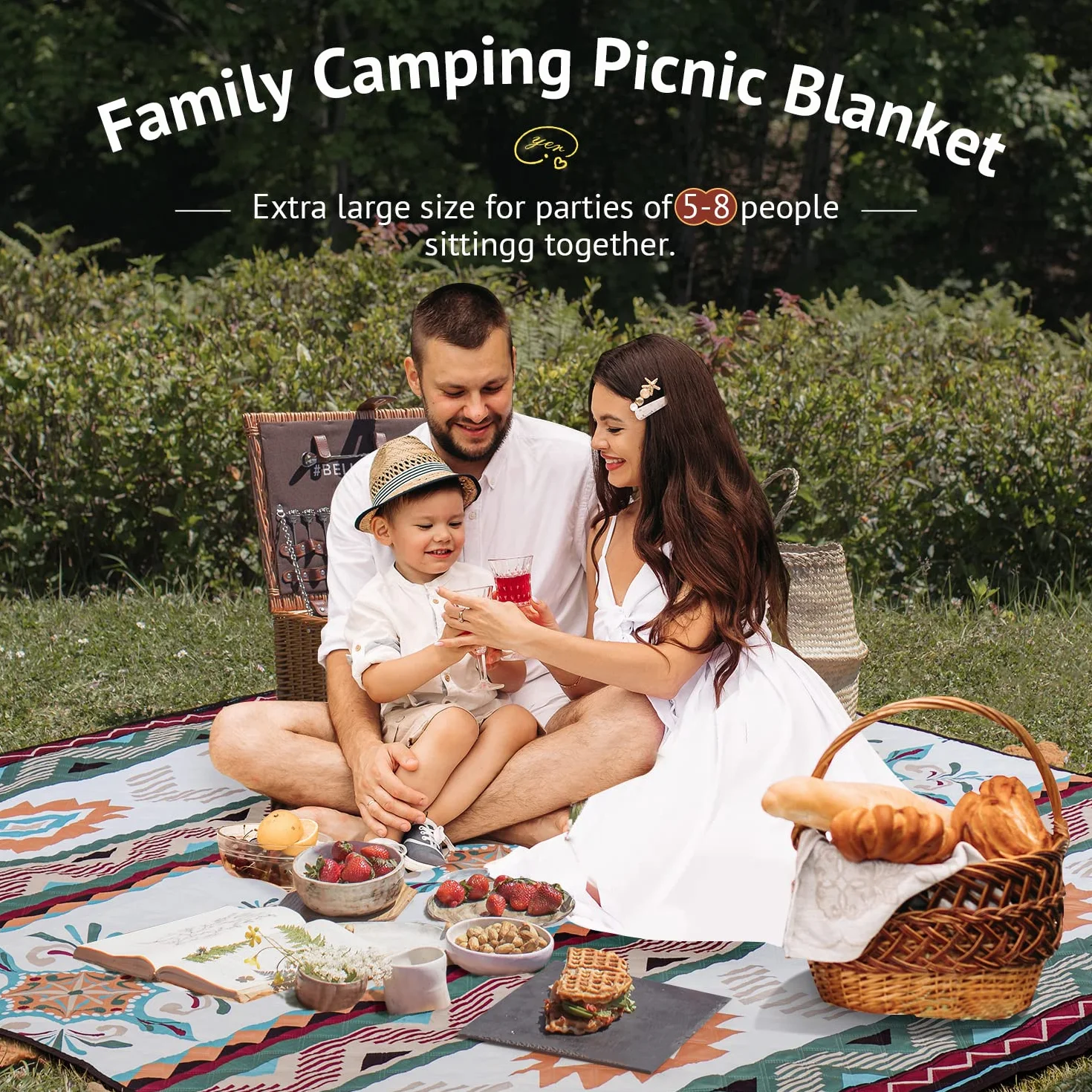 LARUTAN Coperta Picnic Impermeabile 200x200 cm Antisabbia Ultraleggero Stuoia Spiaggia